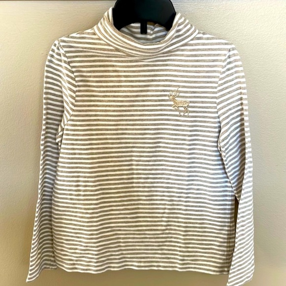Palomino girls toddler turtleneck cotton stretch top striped lurex gold 4T
